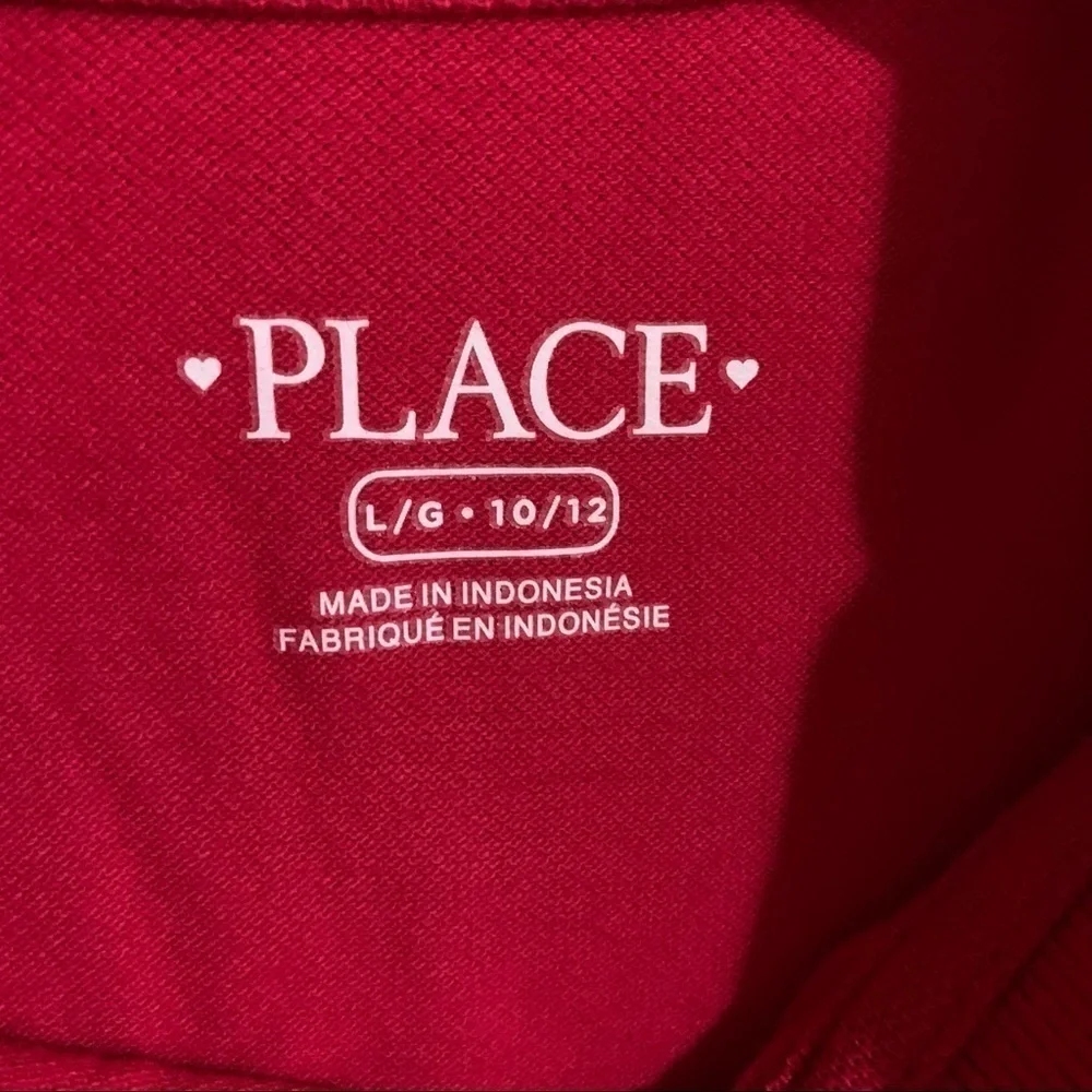 The Children’s Place Stretch Fabric Red Short Sleeve Ruffle Polo. LG 10/12